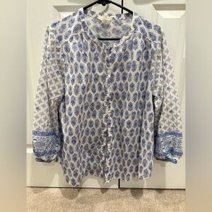 Boho Peasant Style Printed Top Size L